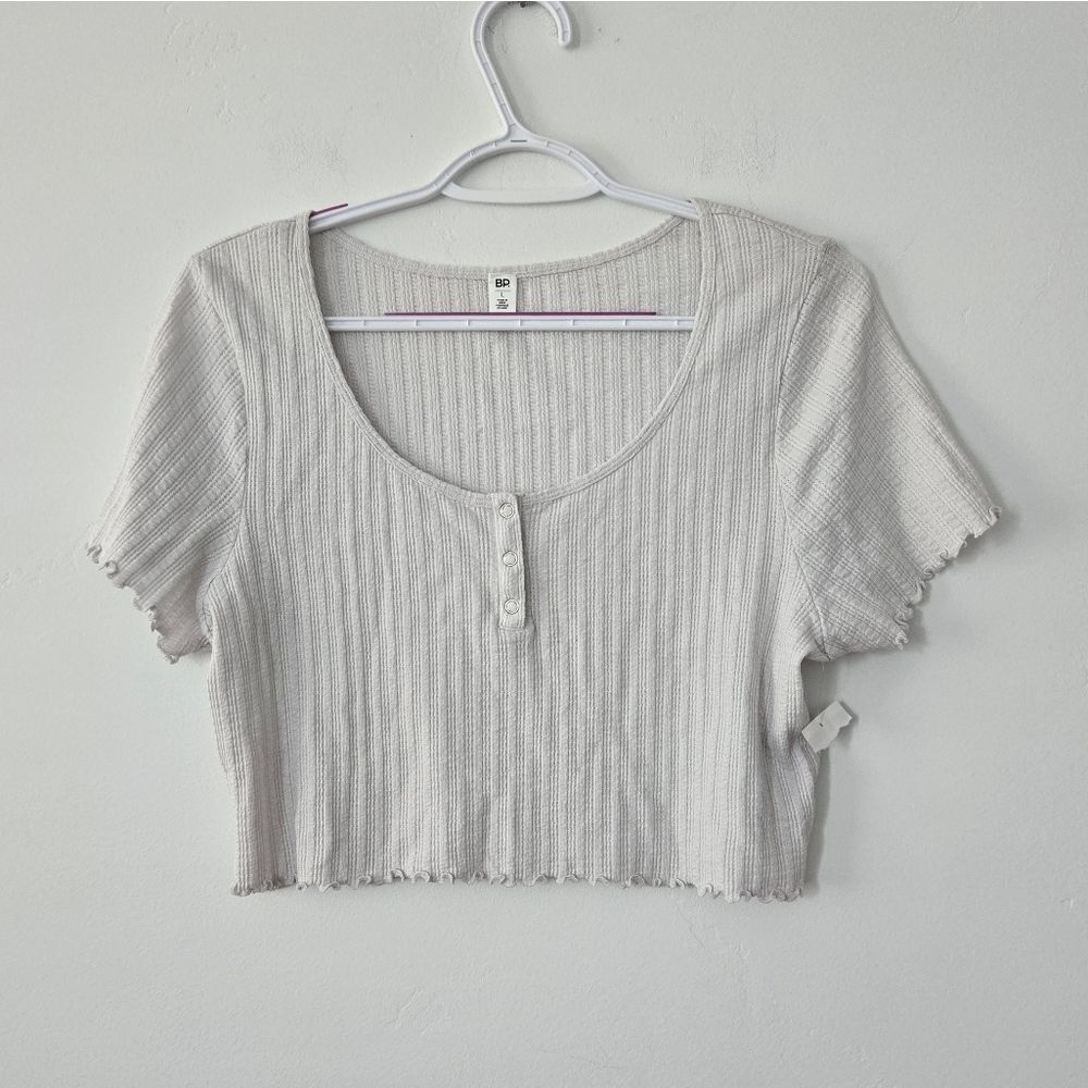 BP. Pointelle Rib Crop Top Short Sleeve NWOT